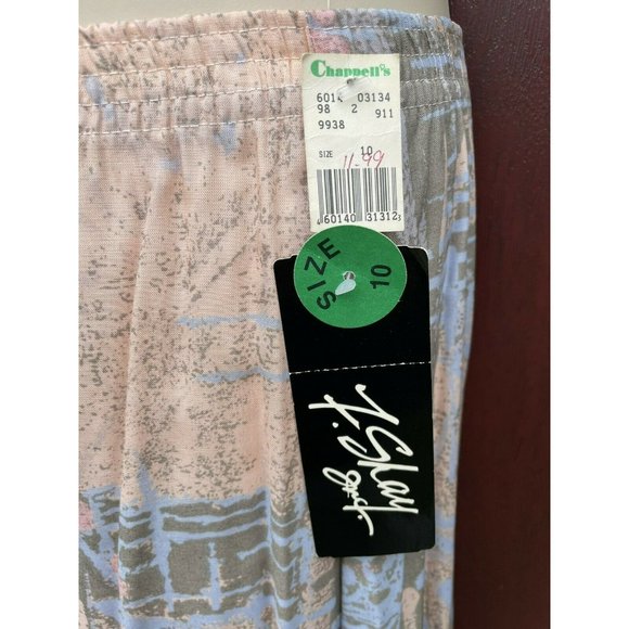 NOS Deadstock VTG 1980s Midi Skirt Pastel Abstract Elastic Waist NWT F Shay Pink - Picture 8 of 8
